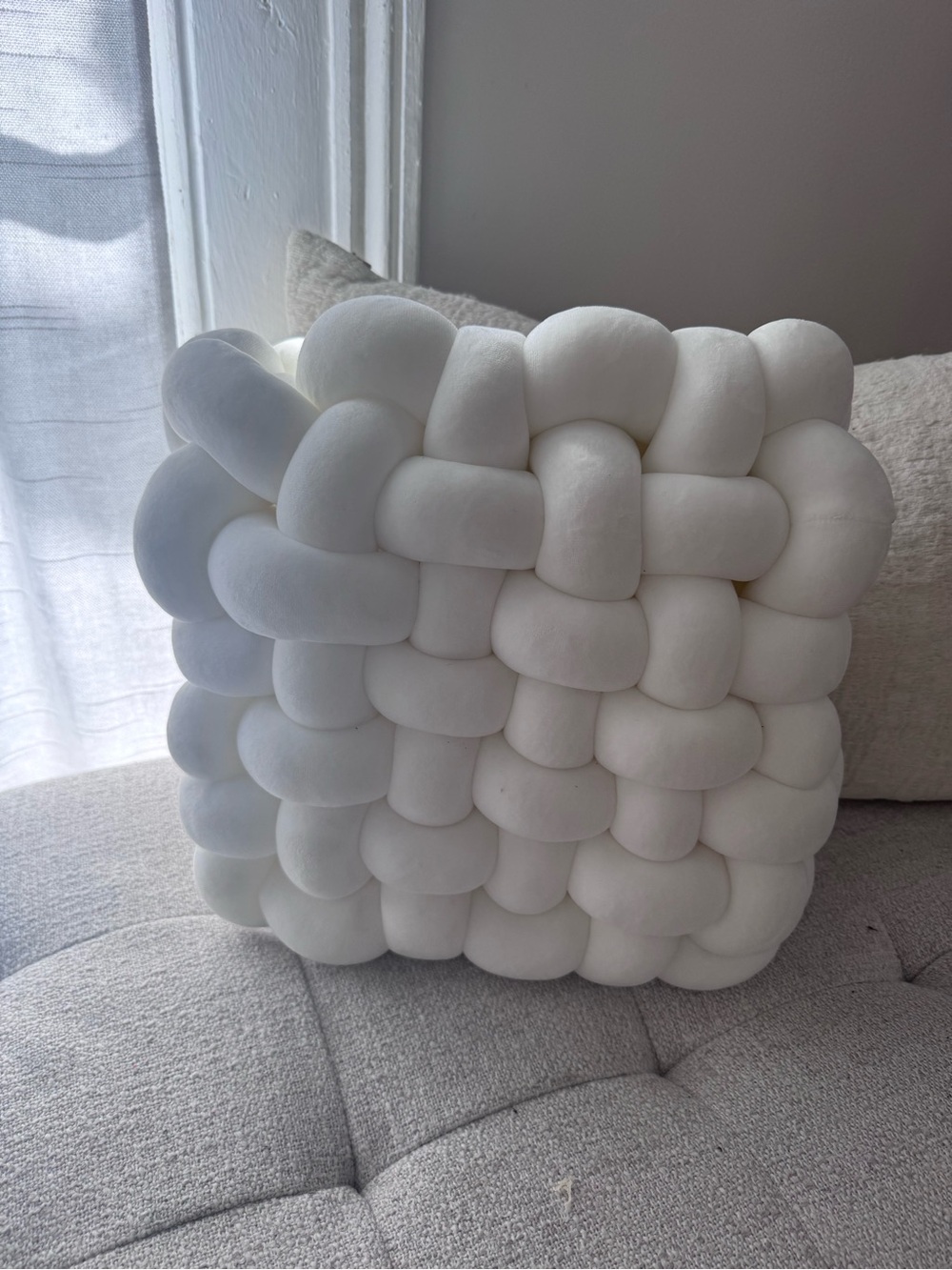 White Woven Knot Throw Pillow